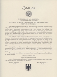 Printed honorary degree citation