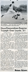 Newspaper article about baseball game 1960