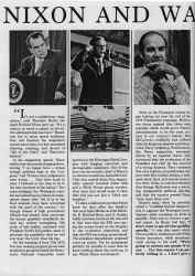 Yearbook page showing Watergate Scandal feature, left page of spread