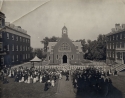 Photograph of Jesuits in front of Dahlgren Chapel, around 1921 