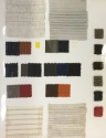 Swatches of suggested soft furnishings for the Library