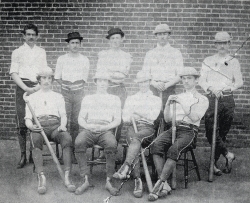 Black and white photograph of baseball team 1875
