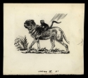 Lynd Ward illustration for Swiss Family Robinson, a monkey riding a dog