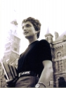 Jackie Kennedy in front of Healy Hall