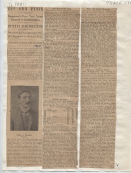 Newspaper clipping, Off to Paris, page 1